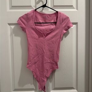 Aerie Pink Short Sleeve Bodysuit